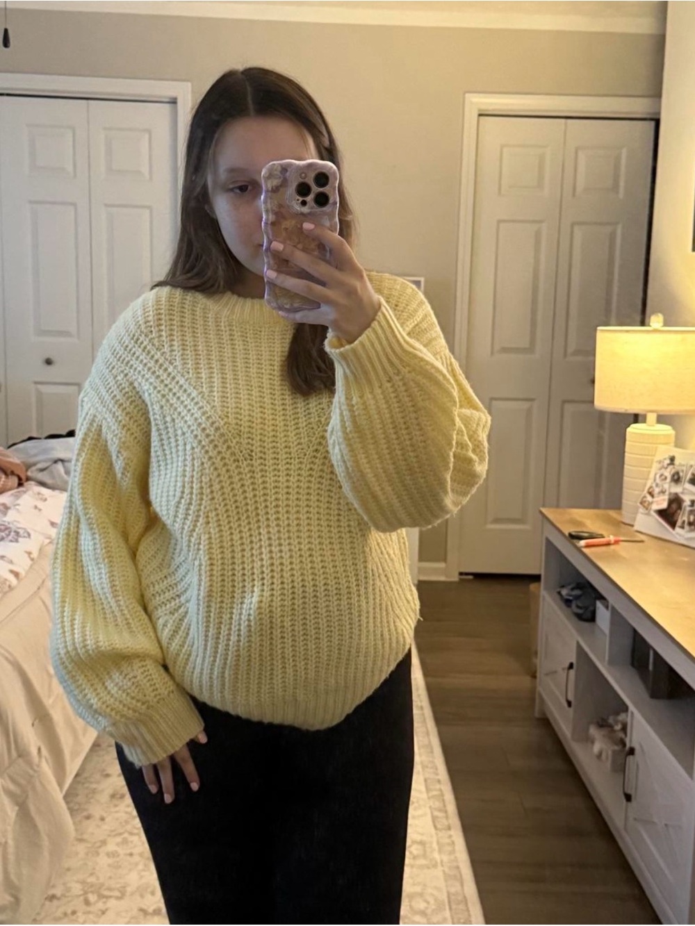 a new day Pale Yellow Chunky Crewneck Sweater